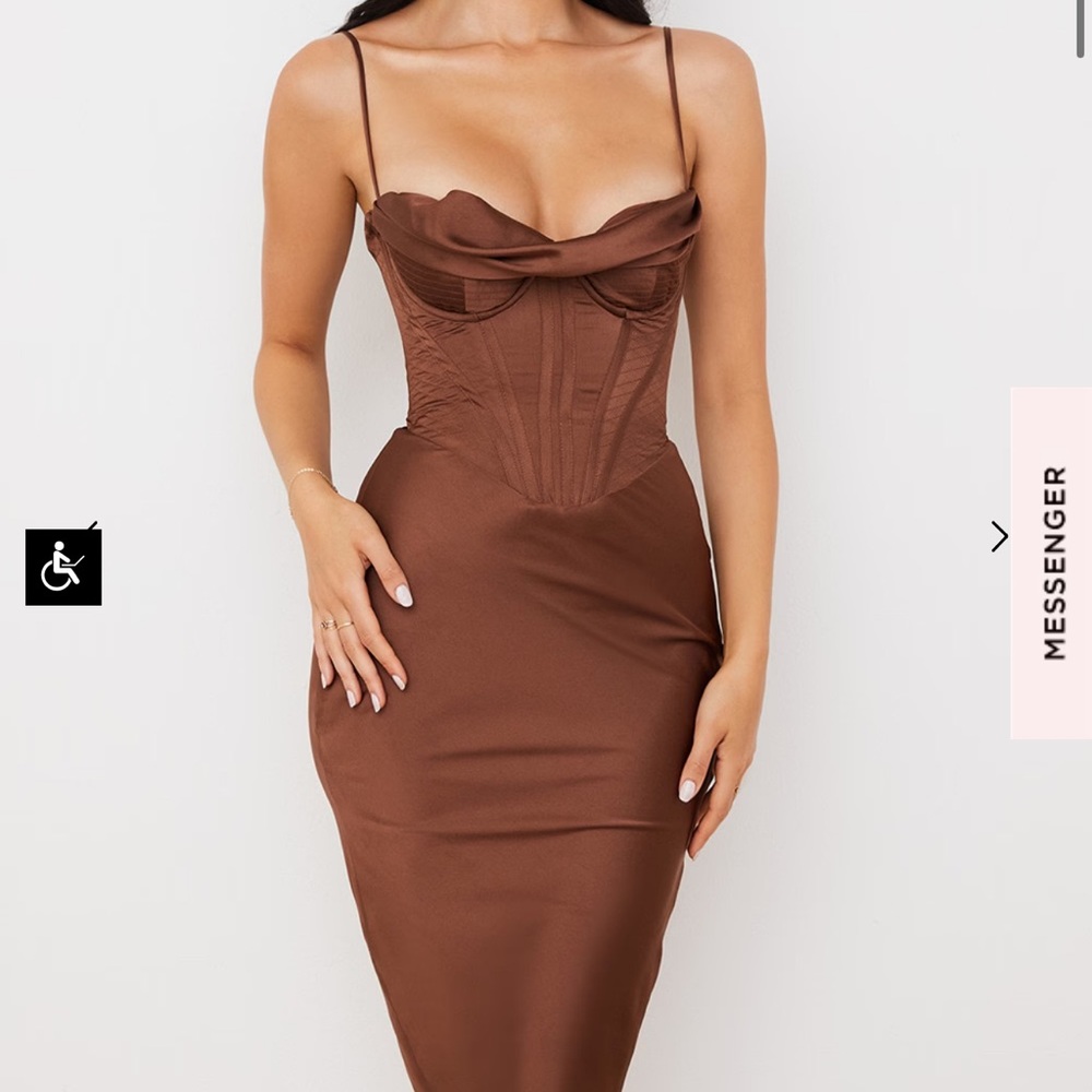 House of CB Myrna Brown Dress Xs plus cup